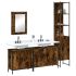 Set mobilier de baie, 4 piese, negru, lemn prelucrat GartenMobel Dekor