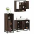 Set mobilier de baie, 3 piese, stejar maro, lemn prelucrat GartenMobel Dekor