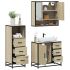 Set mobilier de baie, 3 piese, stejar maro, lemn prelucrat GartenMobel Dekor
