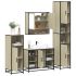 Set de mobilier de baie din 4 piese din lemn de stejar maro GartenMobel Dekor