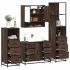 Set de mobilier de baie din 4 piese din lemn de stejar maro GartenMobel Dekor