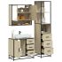 Set mobilier de baie, 3 piese, stejar maro, lemn prelucrat GartenMobel Dekor