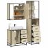Set mobilier de baie, 3 piese, stejar maro, lemn prelucrat GartenMobel Dekor