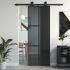 Ușă glisantă, negru, 90x205 cm, sticlă securizată și aluminiu GartenMobel Dekor