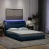 Cadru de pat cu lumini LED, albastru, 160x200 cm, textil GartenMobel Dekor