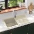 Chiuvetă bucătărie granit, bazin unic cu scurgere, reversibilă, gri GartenMobel Dekor
