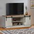 Dulap TV HALDEN 2 usi glisante gri 150x40x60 cm lemn masiv GartenMobel Dekor