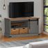 Dulap TV HALDEN cu ușă glisantă alb 110x40x60 cm lemn masiv GartenMobel Dekor