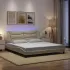 Cadru de pat cu lumini LED, crem, 160x200 cm, textil GartenMobel Dekor