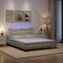 Cadru de pat cu lumini LED, crem, 120x200 cm, textil GartenMobel Dekor