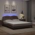Cadru de pat cu lumini LED, maro, 90x200 cm, piele ecologică GartenMobel Dekor