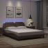 Cadru de pat cu lumini LED, maro, 100x200 cm, piele ecologică GartenMobel Dekor