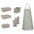Set prosoape 15 piese mănuși cuptor/suporturi oale gri bumbac GartenMobel Dekor