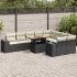 Set canapele de grădină cu perne, 10 piese, negru, poliratan GartenMobel Dekor