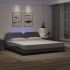 Cadru de pat cu lumini LED, gri, 100x200 cm, piele ecologică GartenMobel Dekor