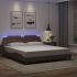 Cadru de pat cu lumini LED, maro, 100x200 cm, piele ecologică GartenMobel Dekor