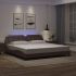 Cadru de pat cu lumini LED, maro, 100x200 cm, piele ecologică GartenMobel Dekor