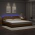 Cadru de pat cu lumini LED cappuccino 80x200 cm piele ecologică GartenMobel Dekor