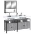 Set mobilier de baie, 3 piese, stejar fumuriu, lemn prelucrat GartenMobel Dekor