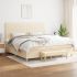 Pat box spring cu saltea, crem, 160x200 cm, material textil GartenMobel Dekor
