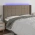 Tăblie de pat cu LED, maro închis, 163x16x118/128 cm, textil GartenMobel Dekor