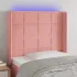 Tăblie de pat cu LED, roz, 183x16x118/128 cm, catifea GartenMobel Dekor