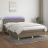 Pat cu arcuri, saltea și LED, gri taupe, 160x200 cm, textil GartenMobel Dekor