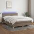 Pat cu arcuri, saltea și LED, gri taupe, 180x200 cm, textil GartenMobel Dekor