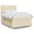 Pat box spring cu saltea, crem, 160x200 cm, material textil GartenMobel Dekor