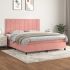 Pat box spring cu saltea, gri închis, 180x200 cm, catifea GartenMobel Dekor