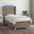 Pat cu arcuri, saltea și LED, gri taupe, 140x190 cm, textil GartenMobel Dekor