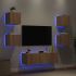Comode TV de perete cu lumini LED, 5 piese, alb GartenMobel Dekor