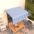 Copertină retractabilă automat cu stor, albastru&alb, 4,5x3 m  GartenMobel Dekor