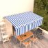 Copertină retractabilă automat cu stor, albastru&alb, 4,5x3 m  GartenMobel Dekor