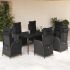 Set mobilier de grădină cu perne, 5 piese, negru, poliratan GartenMobel Dekor