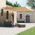 Copertină autonomă retractabilă manual, galben/alb, 600x350 cm GartenMobel Dekor