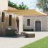 Copertină autonomă retractabilă manual, galben/alb, 600x350 cm GartenMobel Dekor