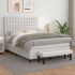 Pat box spring cu saltea, alb, 90x190 cm, piele ecologică GartenMobel Dekor