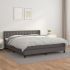 Pat box spring cu saltea, gri, 90x190 cm, piele ecologică GartenMobel Dekor