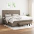 Pat box spring cu saltea, gri taupe, 90x200 cm, textil GartenMobel Dekor