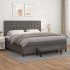 Pat box spring cu saltea, gri, 90x190 cm, piele ecologică GartenMobel Dekor