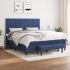 Pat continental cu saltea, albastru, 160x200cm, material textil GartenMobel Dekor