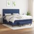 Pat box spring cu saltea, albastru, 120x190 cm, material textil GartenMobel Dekor