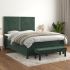 Pat box spring cu saltea, gri deschis, 140x190 cm, catifea GartenMobel Dekor
