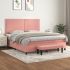 Pat box spring cu saltea, roz, 120x200 cm, catifea GartenMobel Dekor