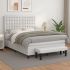 Pat box spring cu saltea, alb, 90x190 cm, piele ecologică GartenMobel Dekor