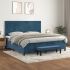 Pat box spring cu saltea, albastru închis, 120x200 cm, catifea GartenMobel Dekor