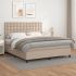 Pat box spring cu saltea, cappuccino, 160x200cm piele ecologică GartenMobel Dekor