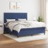 Pat box spring cu saltea, albastru, 80x200 cm, textil GartenMobel Dekor