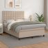 Pat box spring cu saltea, alb, 140x190 cm, piele ecologică GartenMobel Dekor